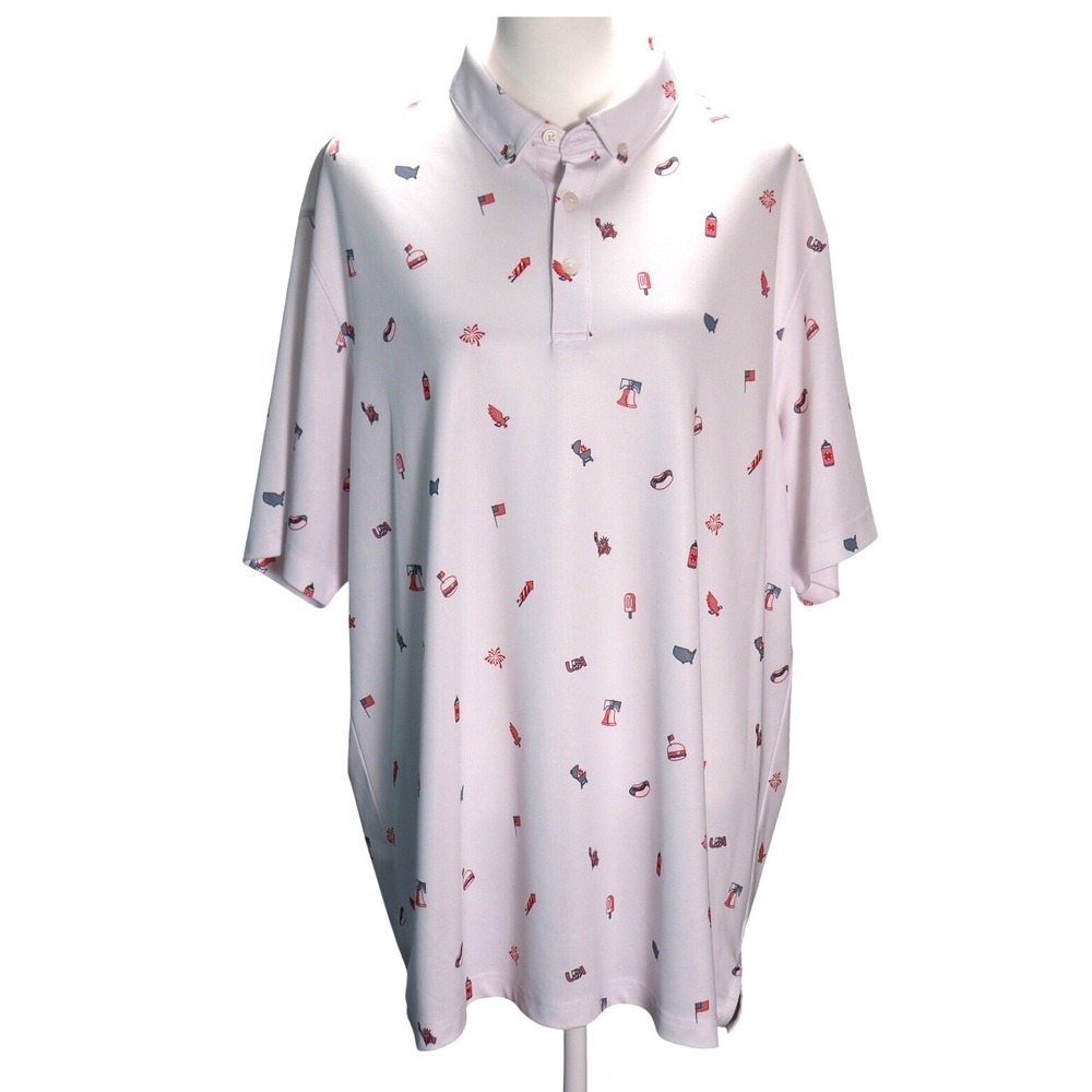 Walter Hagen Golf Polo casual America July Patriotic USA BBQ Print Men's XL Dad